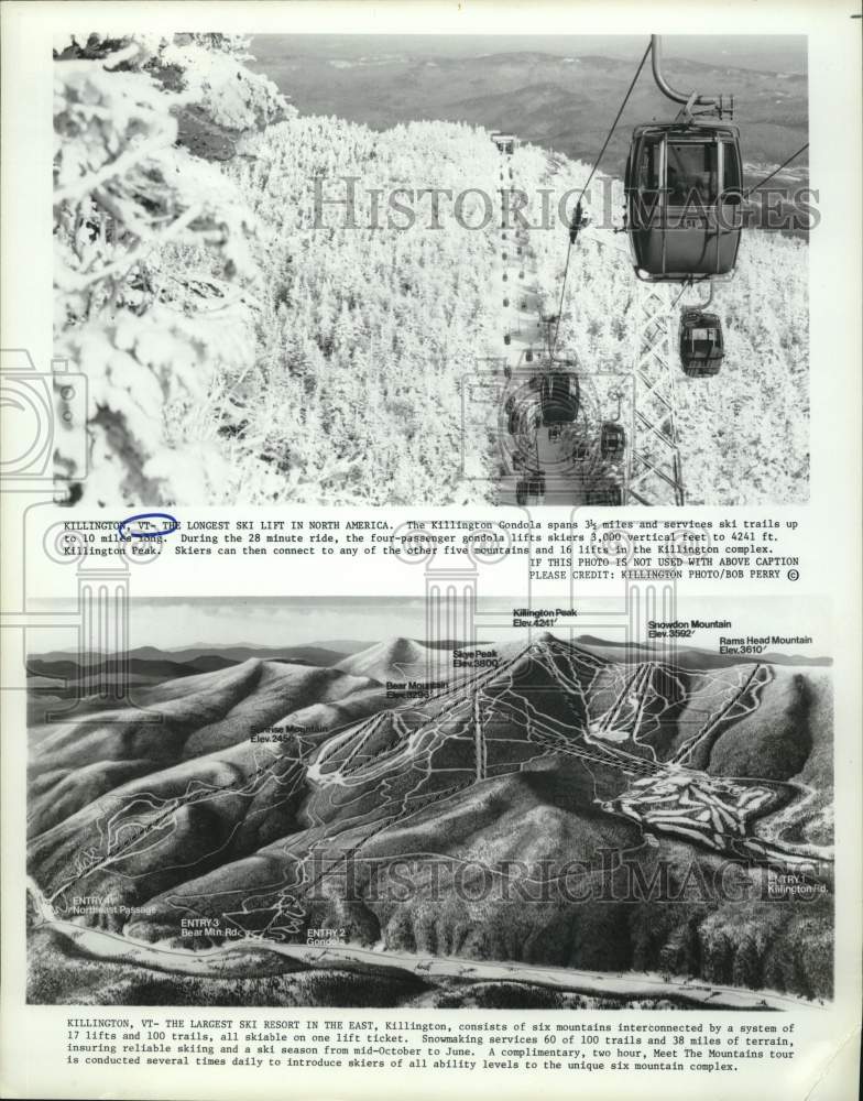 Press Photo Killington Gondola and aerial view of trails, Killington, Vermont- Historic Images