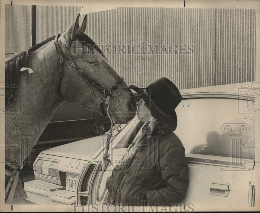 1978 Press Photo Lori Woodward with her horse Salty at Stock Show &amp; Rodeo, Texas- Historic Images