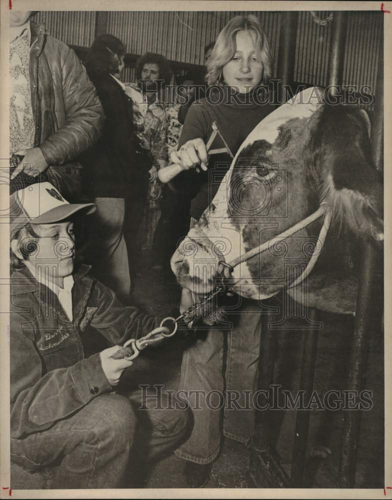 1978 Press Photo Darryl & Cheryl Schneider with their steer at Stock Show, Texas- Historic Images