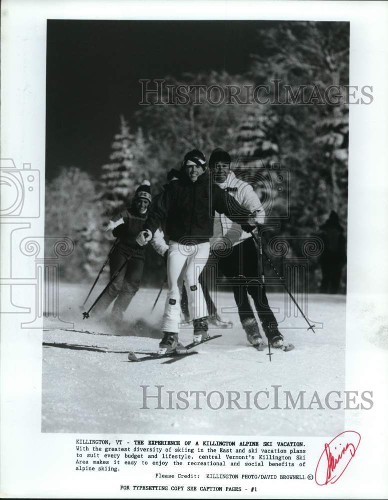 Press Photo Alpine skiers on the slopes at Killiington Ski Aera, Vermont- Historic Images