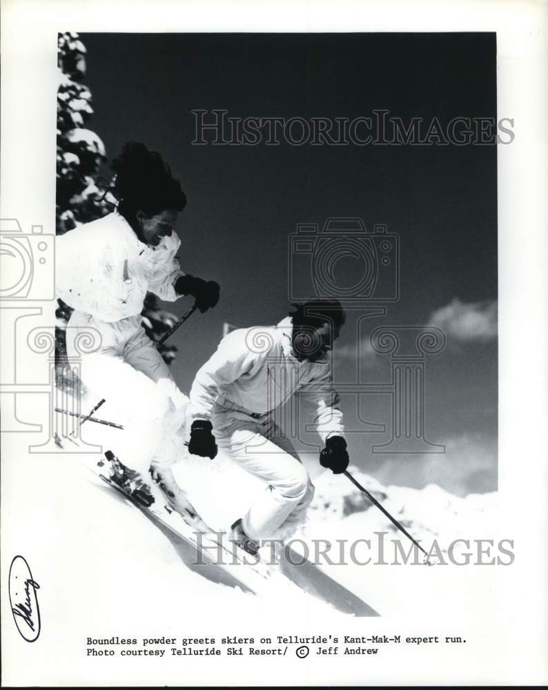 Press Photo Lady and gentleman on Kant-Mak-M slope at Telluride, CO- Historic Images