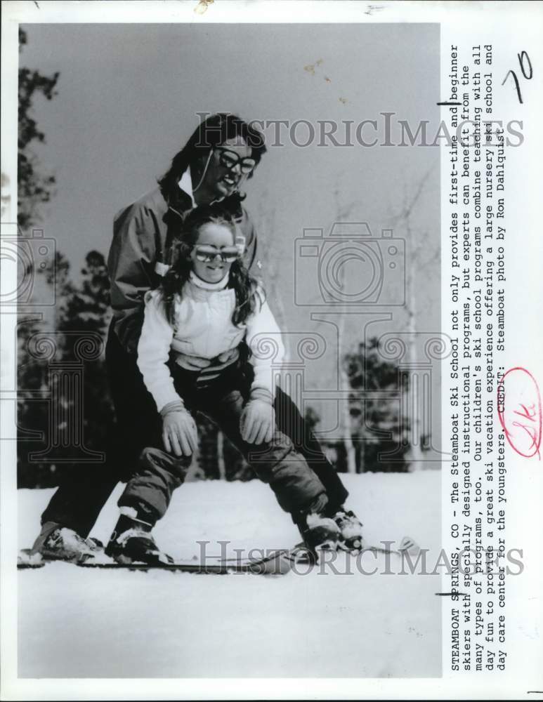 Press Photo Young Student Learns To Ski At Steamboat Ski School, Colorado- Historic Images