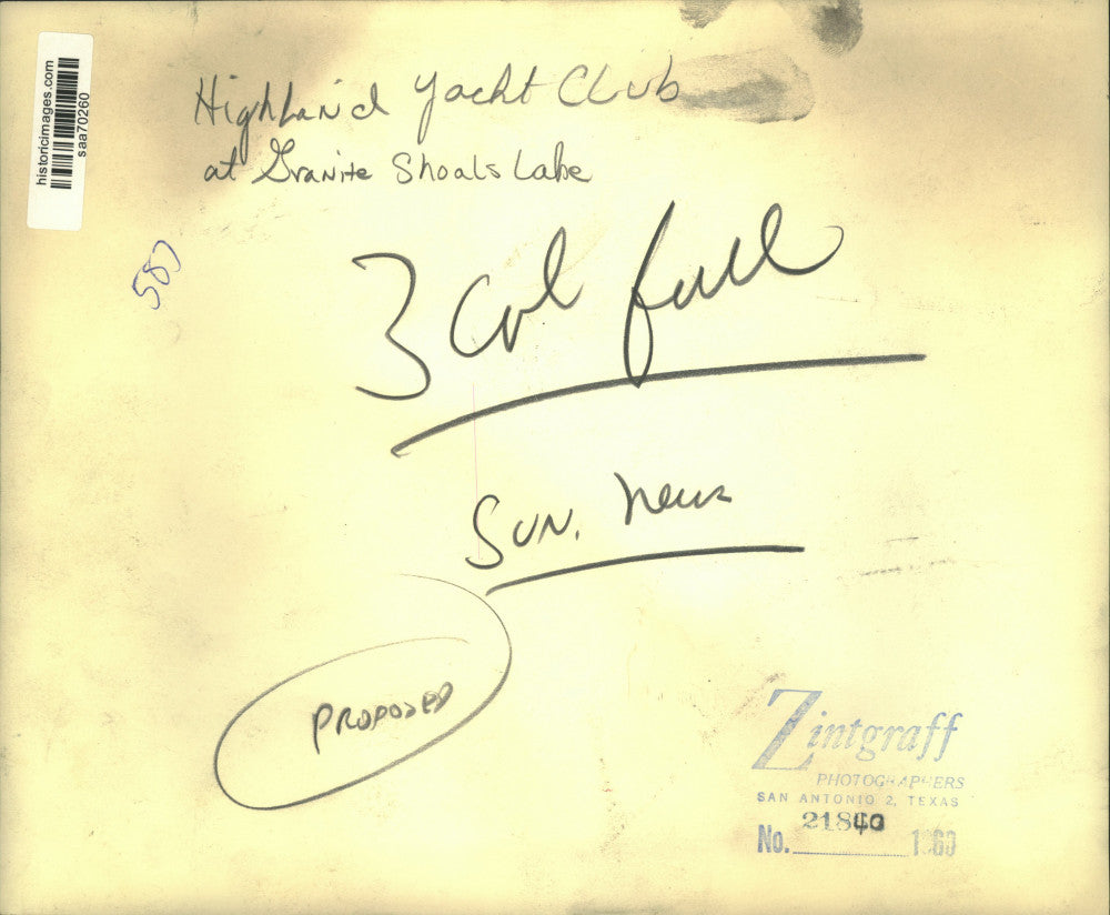 1969 Press Photo Aerial view of Highland Yacht Club at Granite Shoals Lake