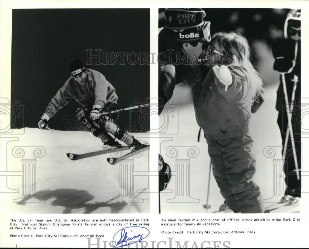 Press Photo Slalom Champion Kristi Terzian &amp; a family enjoying Park City, Utah- Historic Images