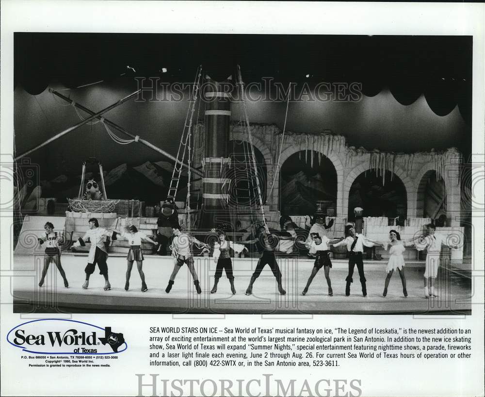 1990 Press Photo &quot;The Legend of Iceskatia&quot; musical at Sea World of Texas- Historic Images