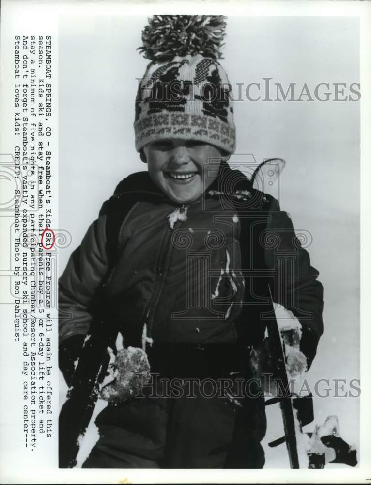 Press Photo Child Enjoys Skiing at Steamboat Ski Resort in Steamboat Springs- Historic Images