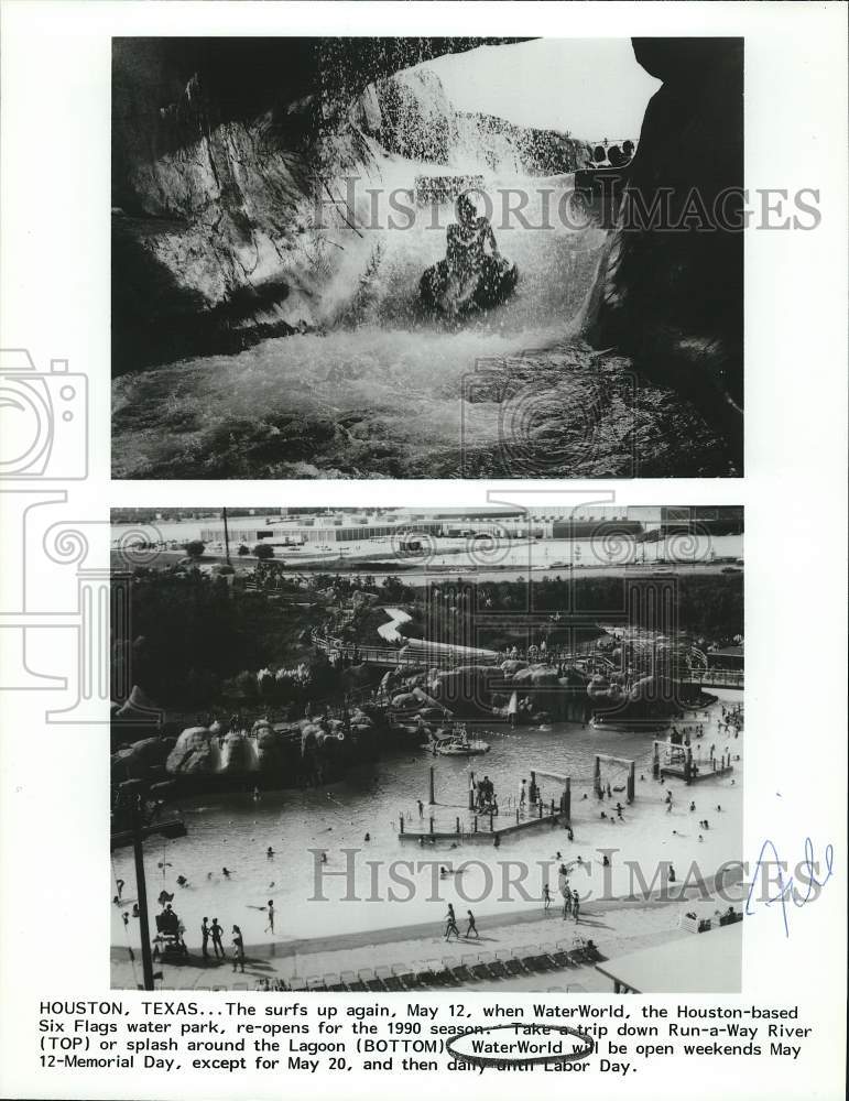 Press Photo Run-a-Way River and Lagoon at Six Flags WaterWorld, Texas- Historic Images