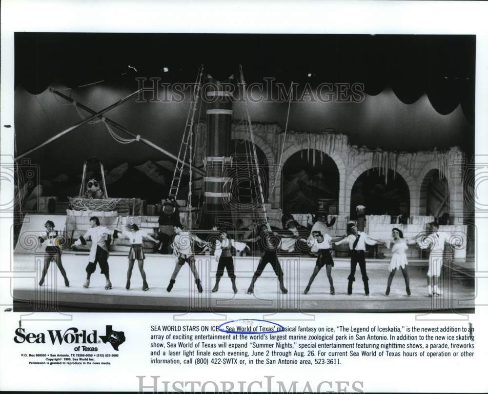 1990 Press Photo "The Legend of Iceskatia" Performance at Sea World of Texas- Historic Images