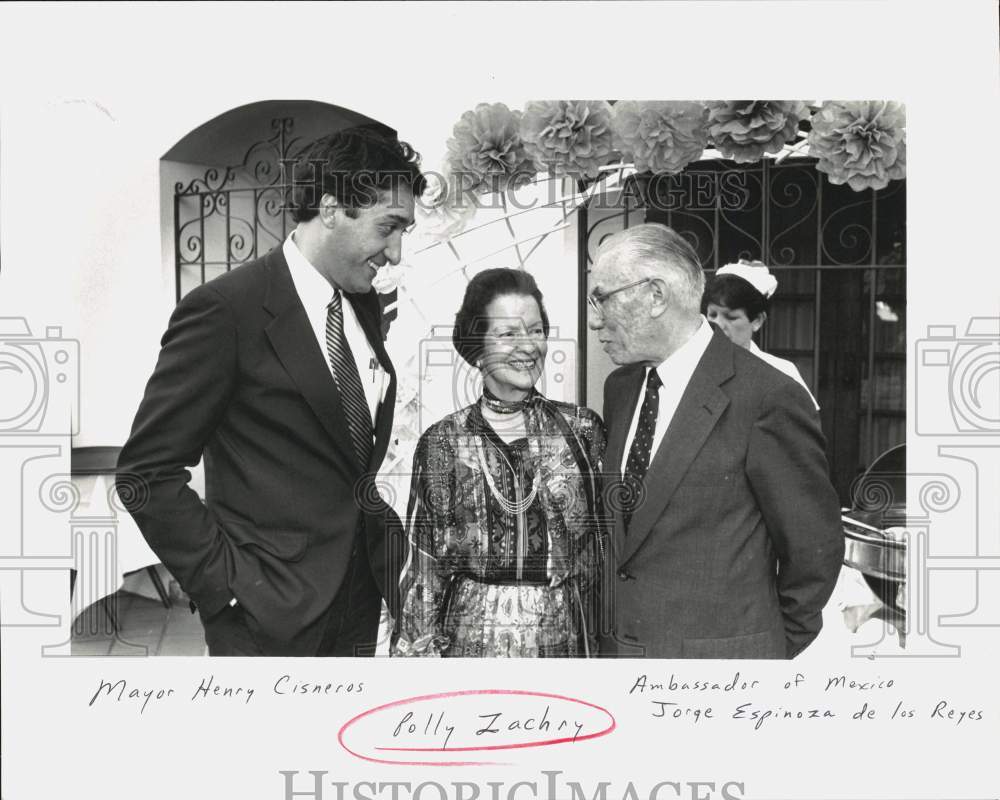 1988 Press Photo Henry Cisneros & Polly Zachry with Ambassador to Mexico, TX- Historic Images