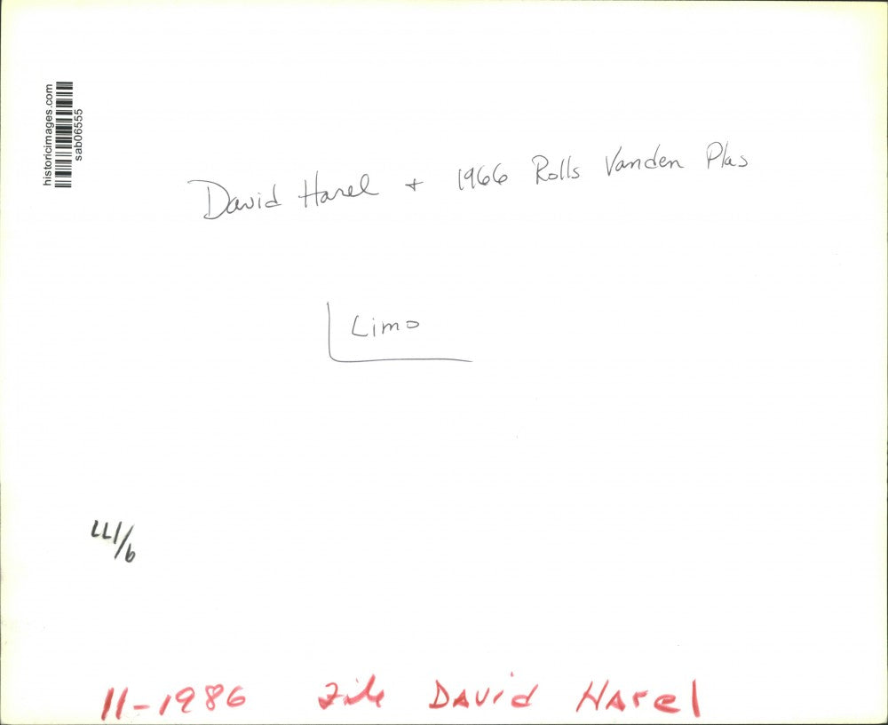 1986 Press Photo David Harel and 1966 Rolls Vanden Plus Limo - sab06555