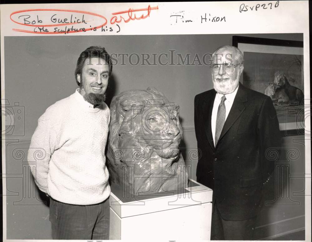 1992 Press Photo Artist Bob Guelich and Tim Hixon at Art and Animal Exhibit- Historic Images