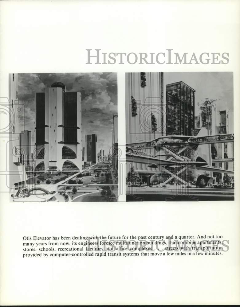 Press Photo Rendering of future cities with connecting transit systems