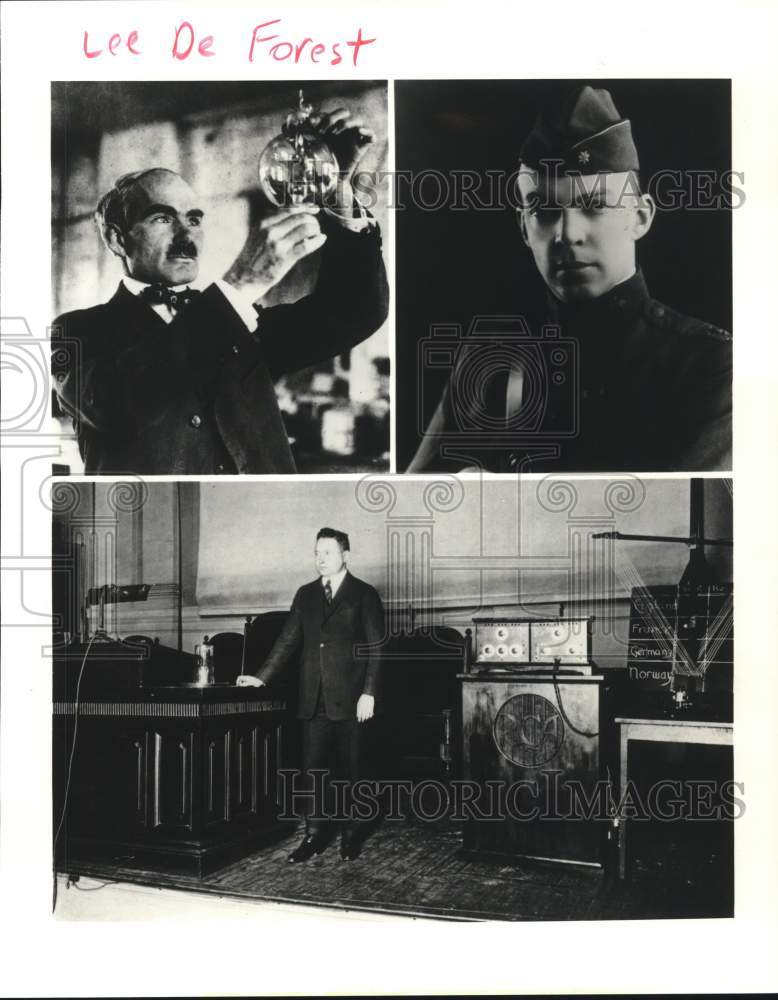 1991 Press Photo Inventors Lee de Forest, Edwin Howard Armstrong & David Sarnoff- Historic Images