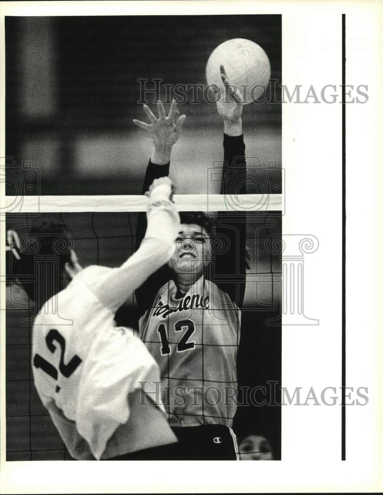 1989 Press Photo Volleyball players Analise Gernoch &amp; Nikki Dorsey, Texas- Historic Images