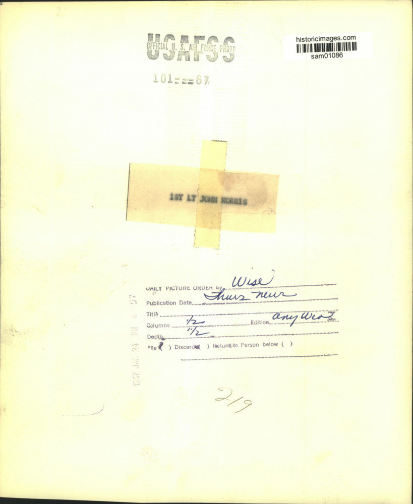 1957 Press Photo 1st Lieutenant John Norris - sam01086