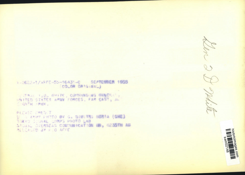 1955 Press Photo Commanding General of Far East and 8th Army General I.D. White