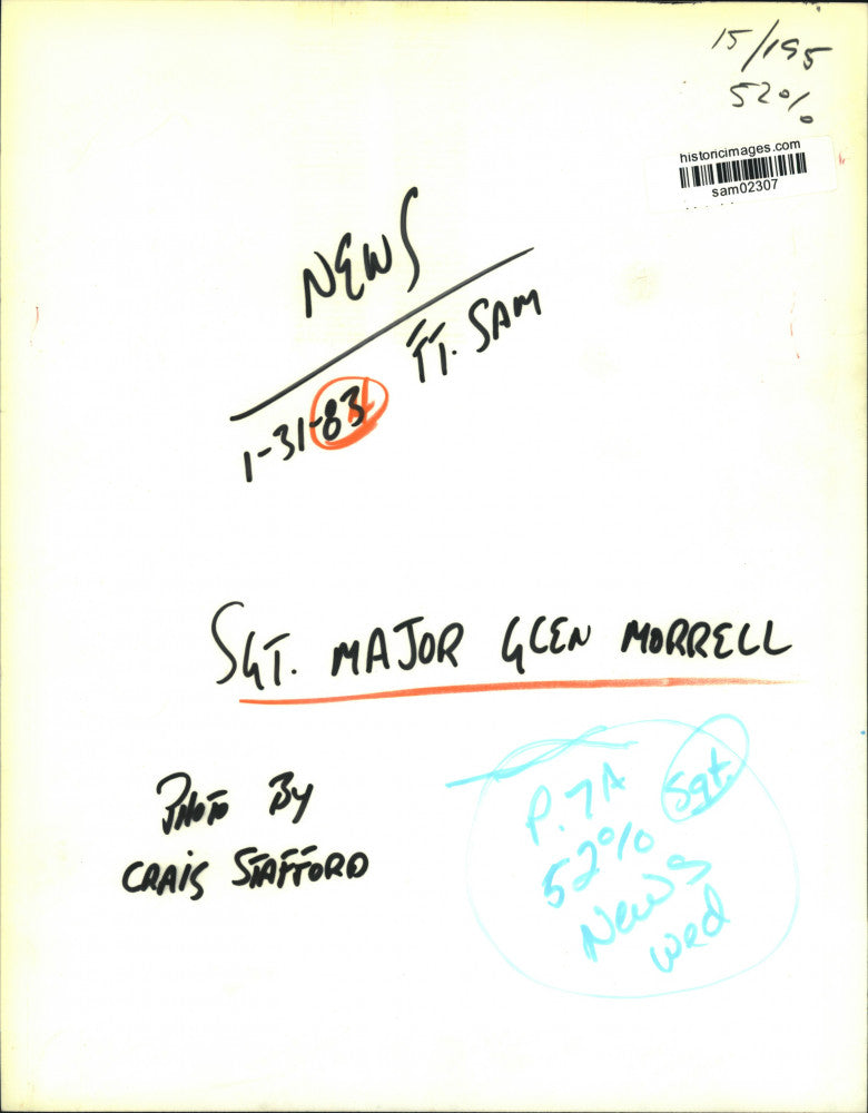 1983 Press Photo Sergeant Major Glen Morrell, Fort Sam Houston - sam02307