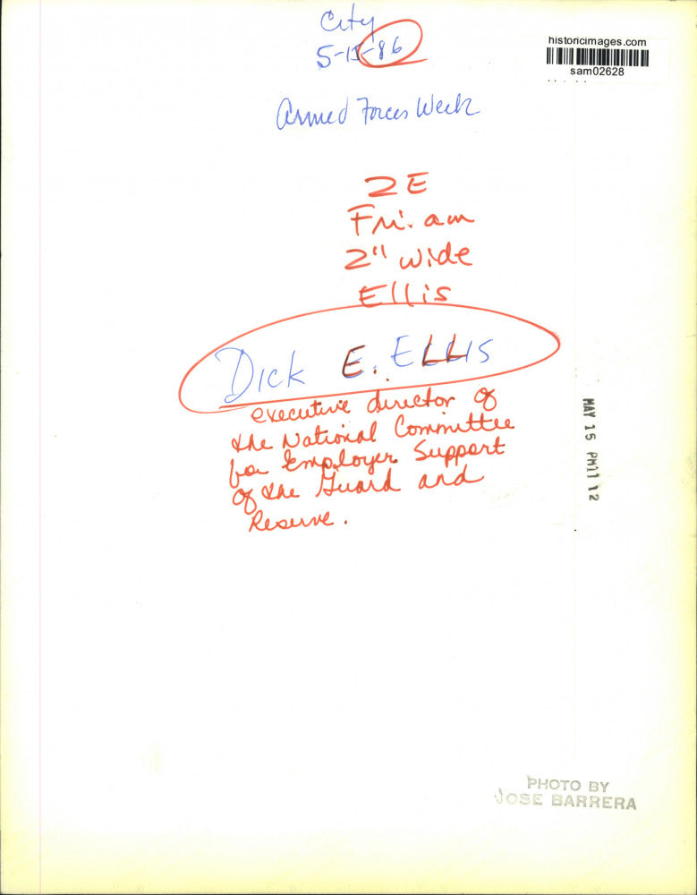 1986 Press Photo Dick E. Ellis, Nat'l Committee for Employer Support of Guard