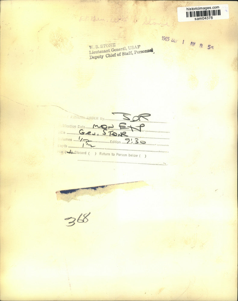 1965 Press Photo W. S. Stone, Lieutenant General in USAF, Deputy Chief of Staff