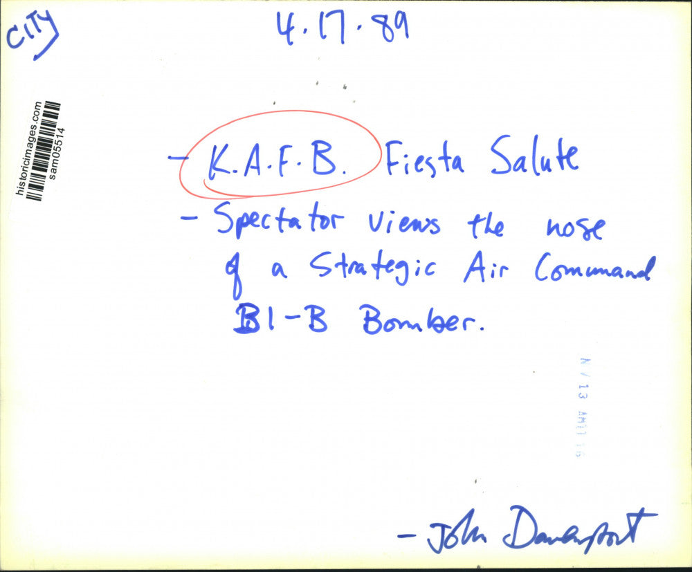 1989 Press Photo Strategic Air Command B1-B Bomber, Kelly Air Force Base