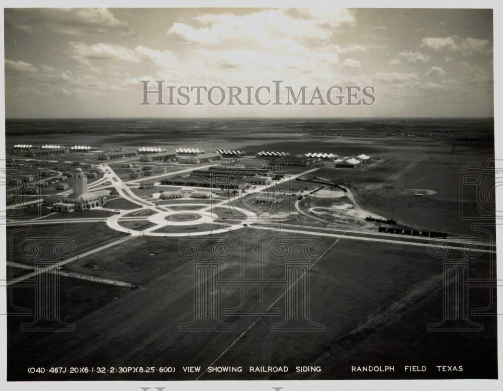 Press Photo Aerial view showing Railroad Siding at Randolph Field, Texas