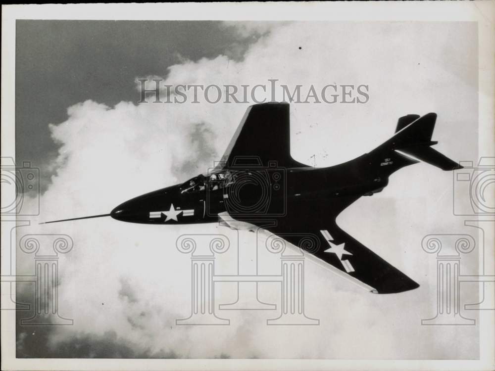 1952 Press Photo Grumman Cougar aircraft in flight - sam06927- Historic Images