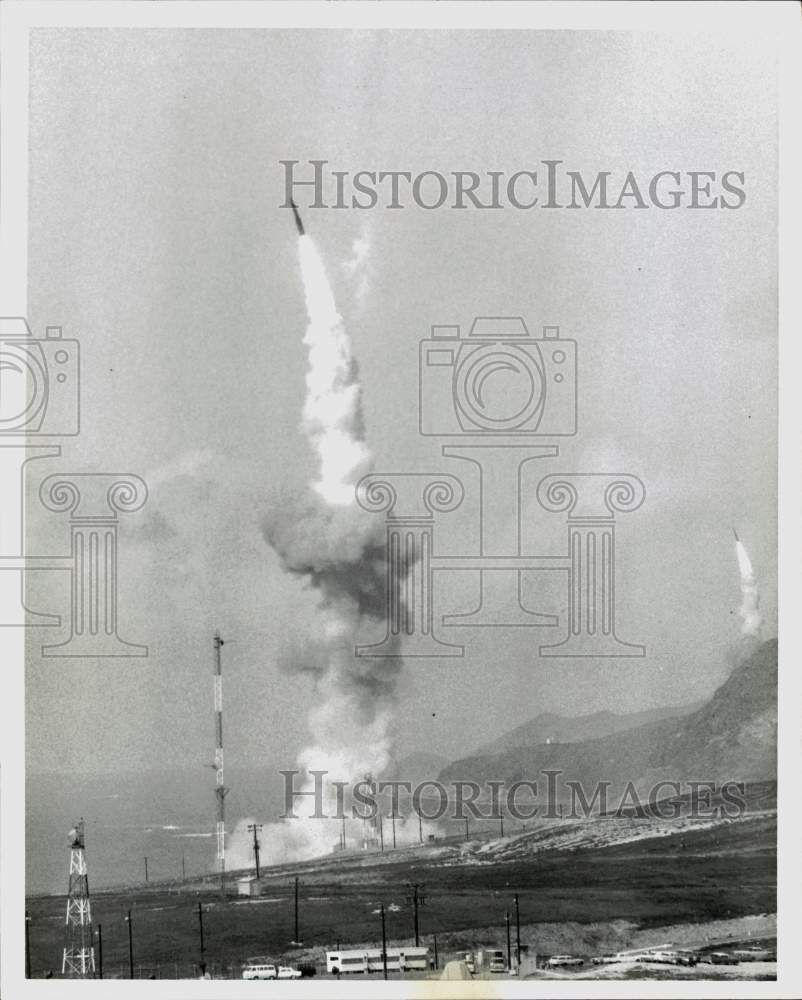 Press Photo Minuteman ballistic missile blast from underground silos, California- Historic Images