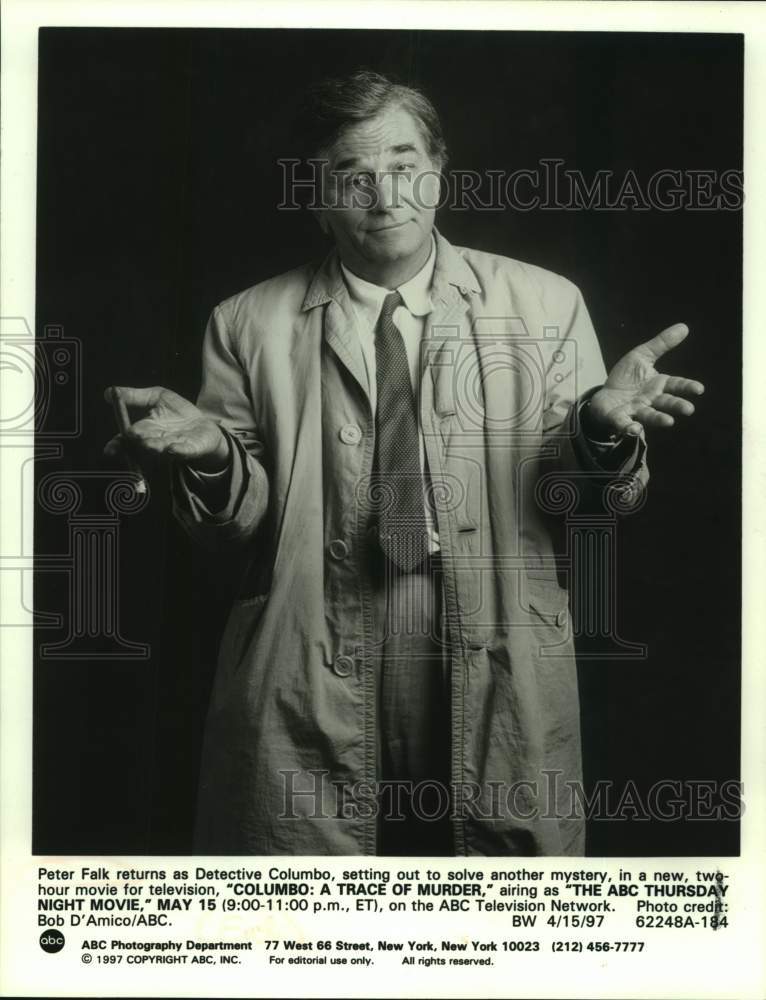 1997 Press Photo Peter Falk stars in Columbo: A Trace of Murder, on ABC.- Historic Images