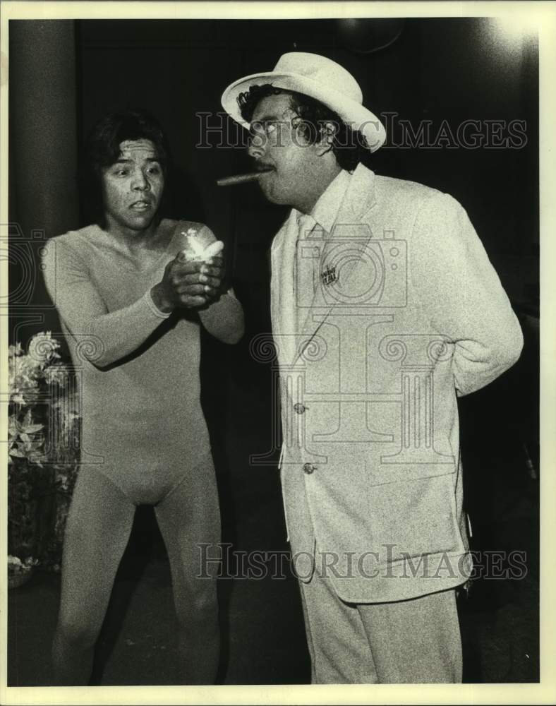 1983 Press Photo Ed Fajardo and Larry Garcia, actors at Guadalupe Cultural Arts.- Historic Images