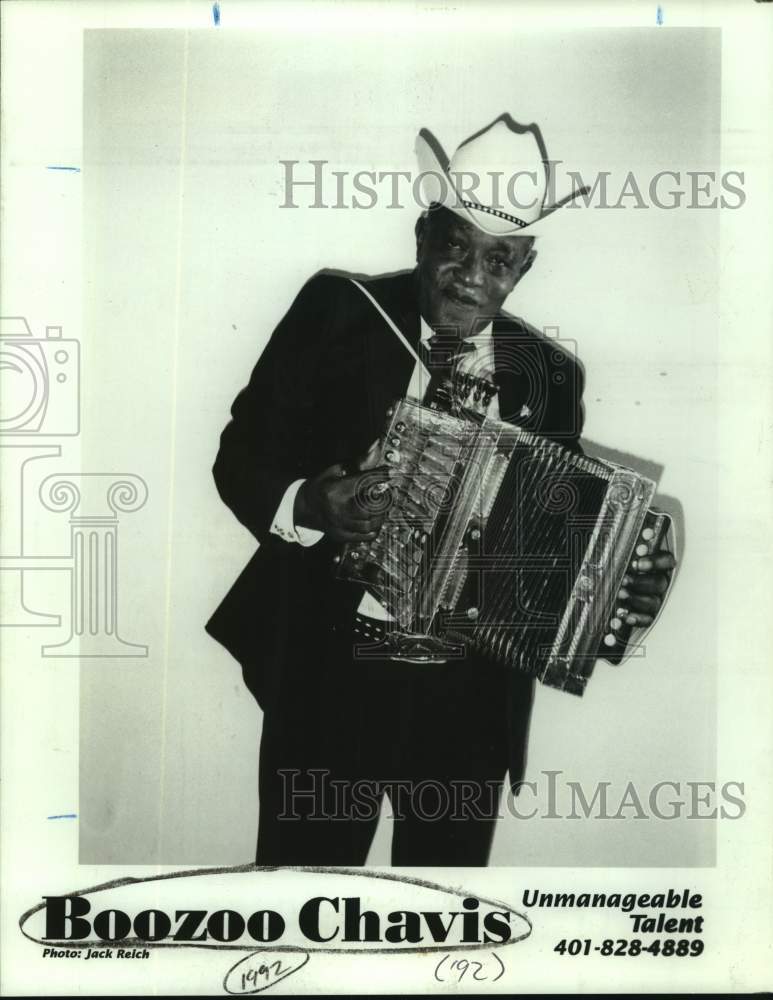 1992 Press Photo Boozoo Chavis, Zydeco singer, songwriter and musician.- Historic Images