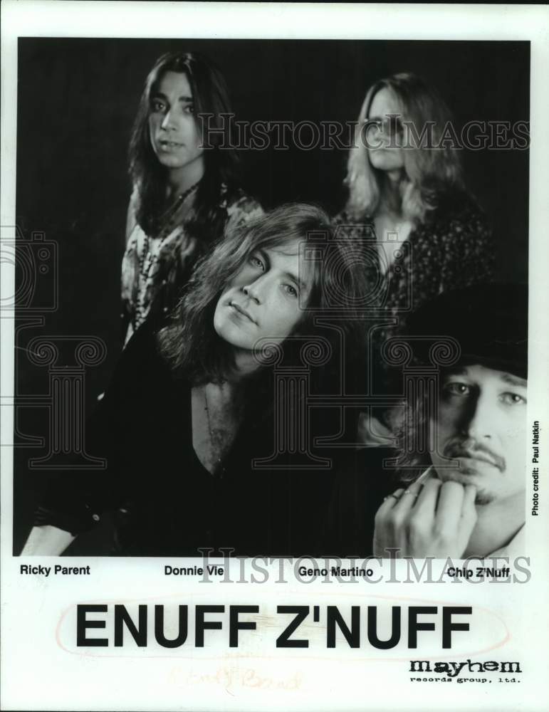 1996 Press Photo Derek Frigo, Vikki Foxx and Donnie Vie of Enuff Z'nuff.- Historic Images