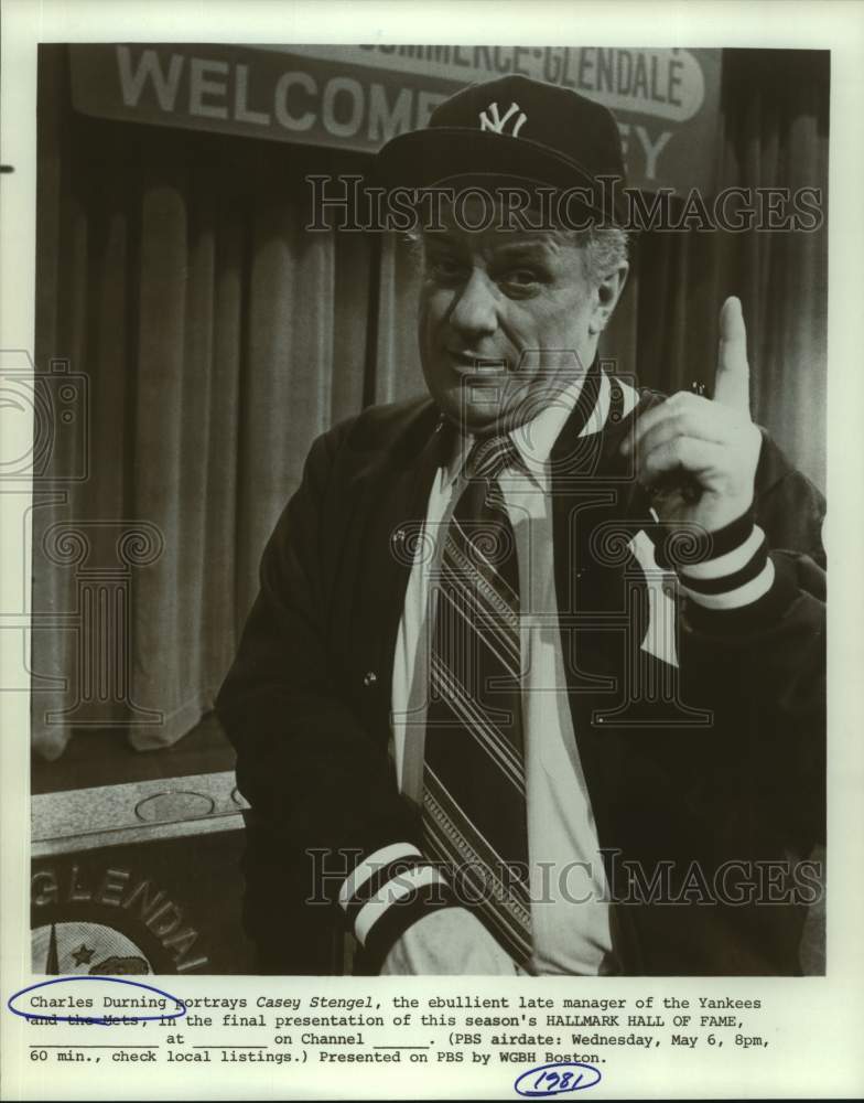 1981 Press Photo Charles Durning in the title role in Casey Stengel, on PBS.- Historic Images