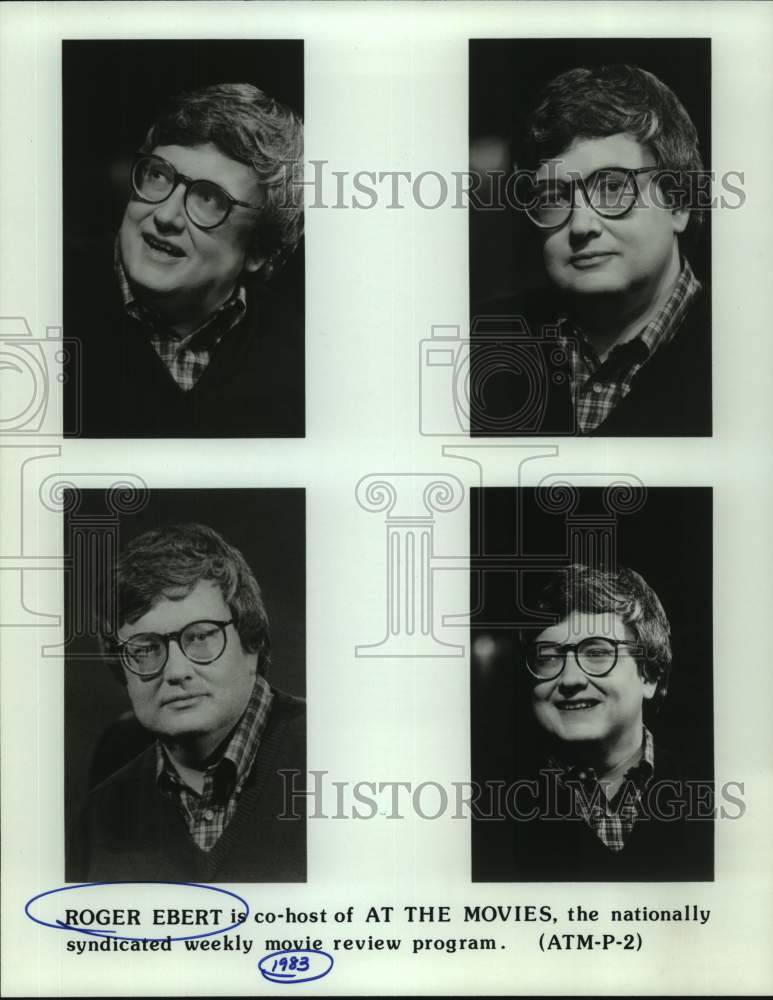 1983 Press Photo Roger Ebert co-hosts At the Movies, movie review show.- Historic Images