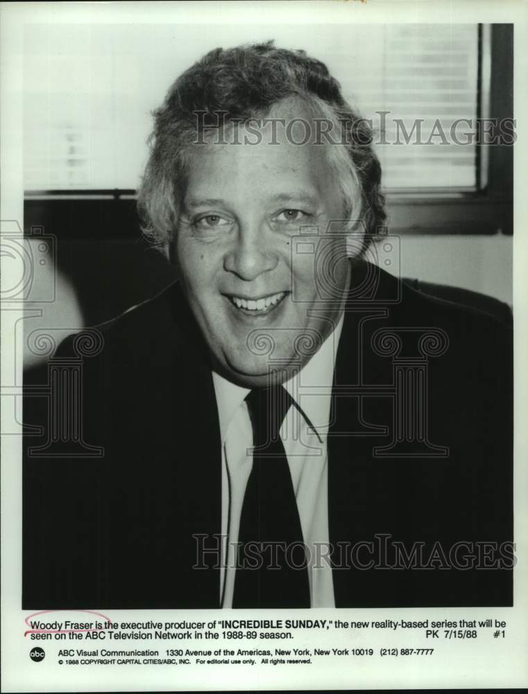 1988 Press Photo Woody Fraser is the executive producer of "Incredible Sunday"- Historic Images