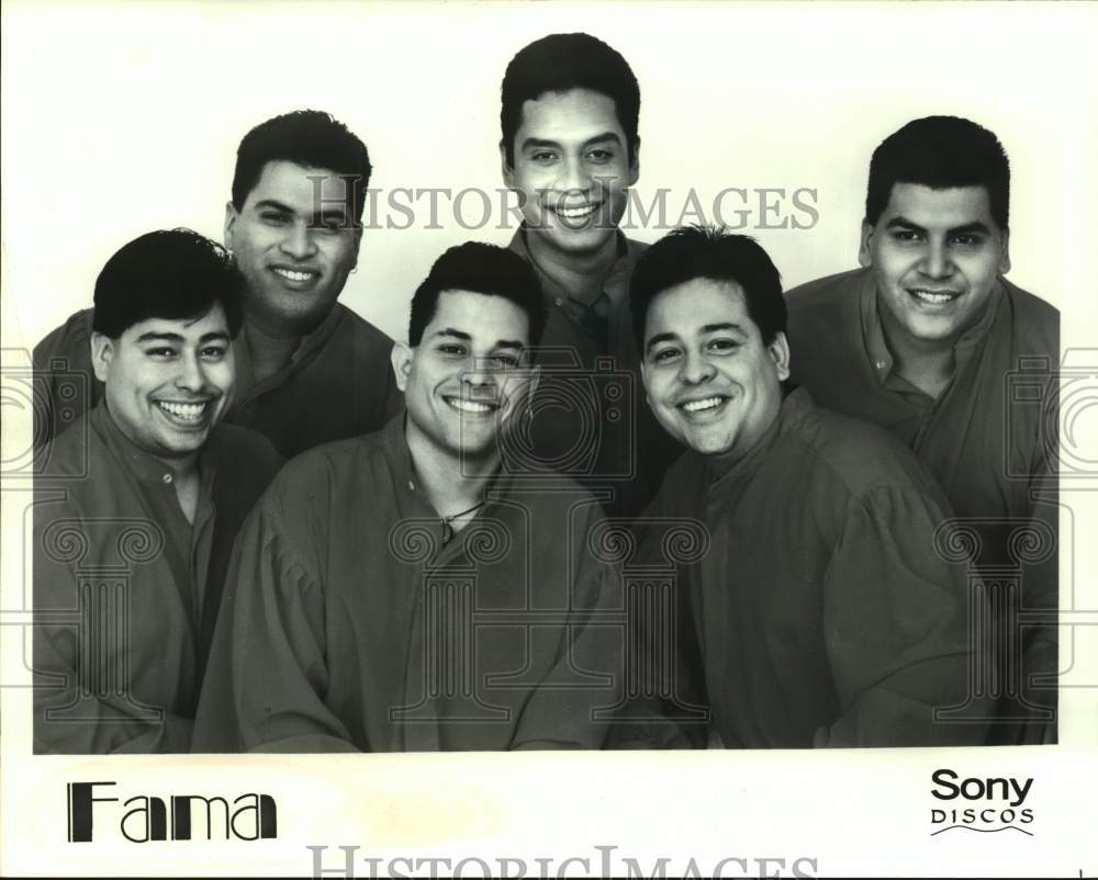 1997 Press Photo Six Members of the band Fama - sap02492- Historic Images