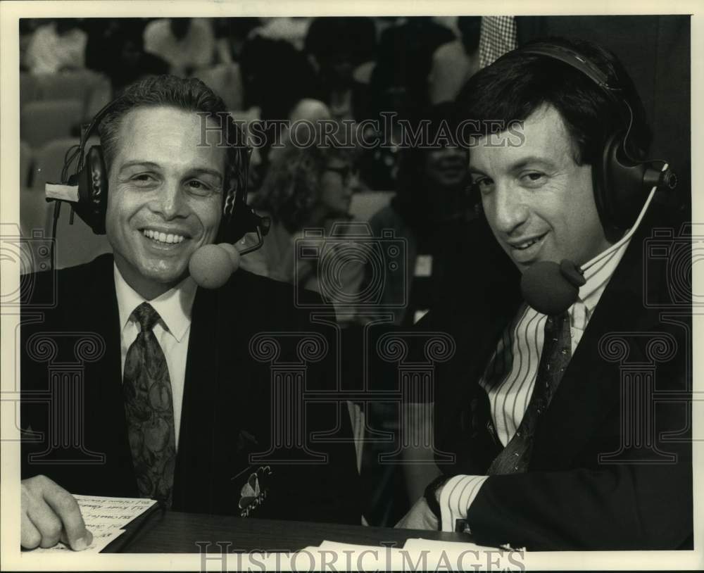 1990 Press Photo Host Mike Fratello with co-host at Event - sap02857- Historic Images