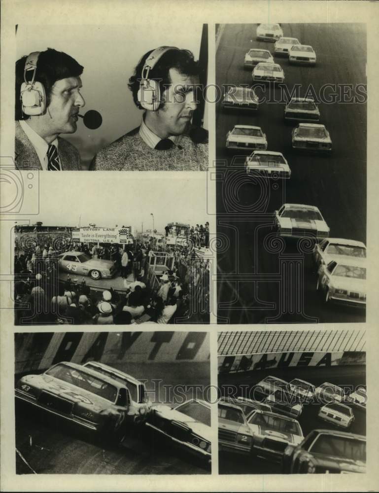 Press Photo Commentators watching Daytona Car Race - sap04710- Historic Images