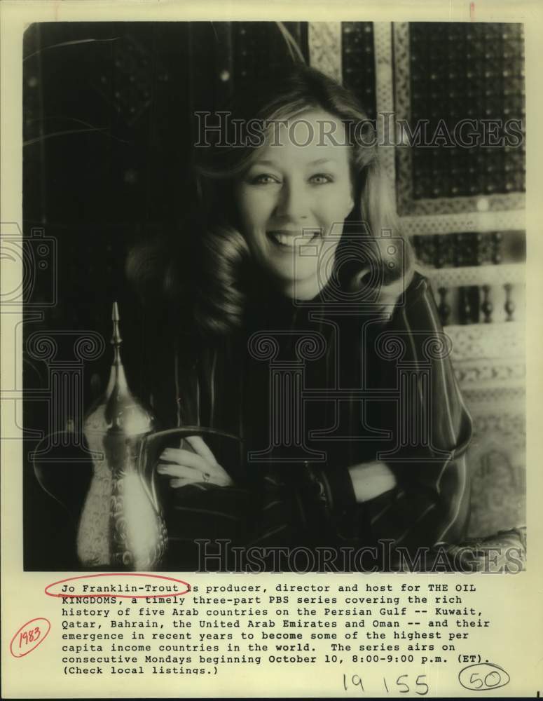 1983 Press Photo Jo Franklin-Trout is host for The Oil Kingdoms on PBS-TV