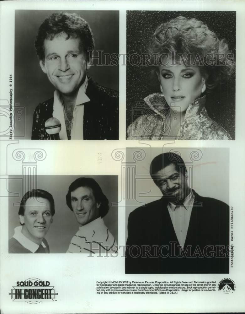 1984 Press Photo Entertainers Bobby Vinton, Leslie Gore, Others, Solid Gold Show- Historic Images