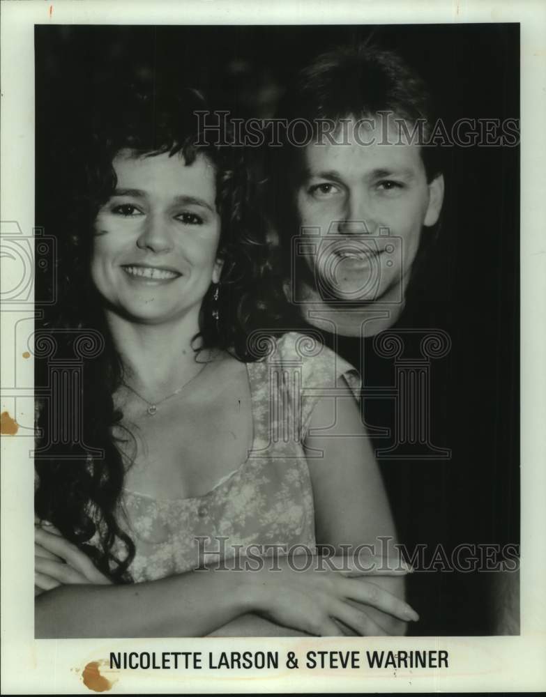 1986 Press Photo Nicolette Larson, Country Singer with Steve Wariner - sap06484- Historic Images