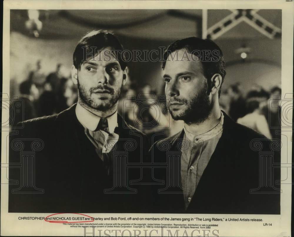 1980 Press Photo Actors Christopher and Nicholas Guest in "The Long Riders"- Historic Images