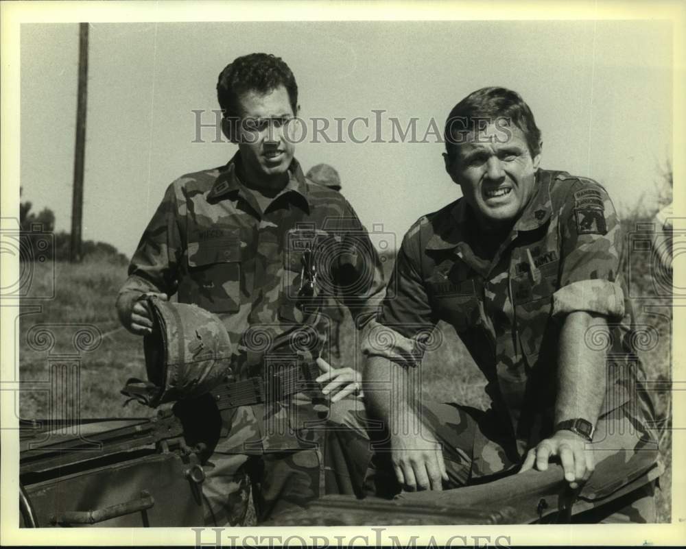 1983 Press Photo Actors Cliff Potts, Gary Grubbs in &quot;For Love and Honor&quot; on NBC- Historic Images