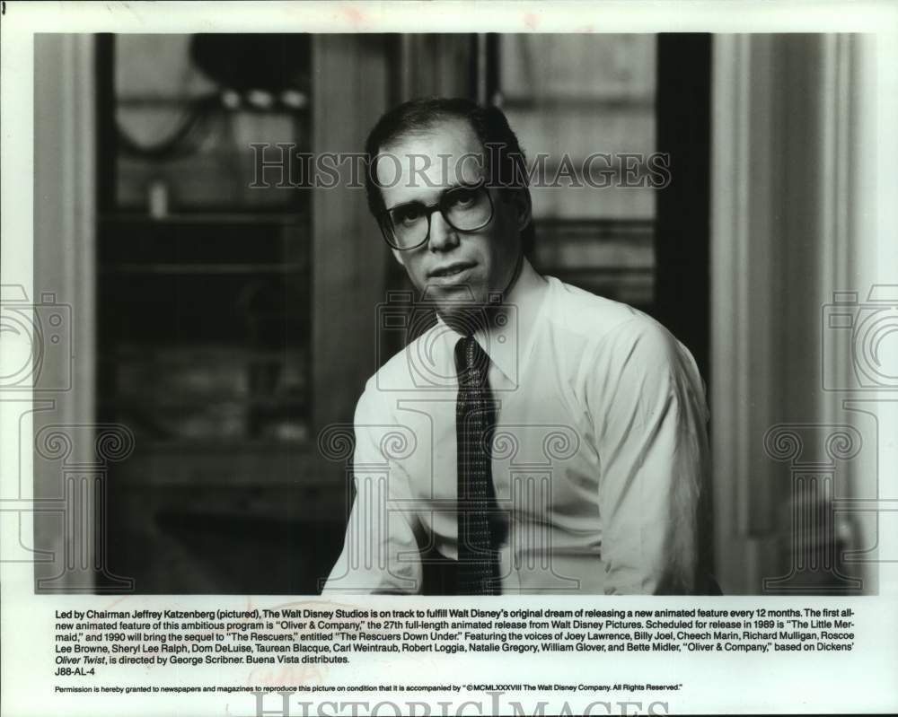 1988 Press Photo Chairman Jeffrey Katzenberg of The Walt Disney Studios- Historic Images