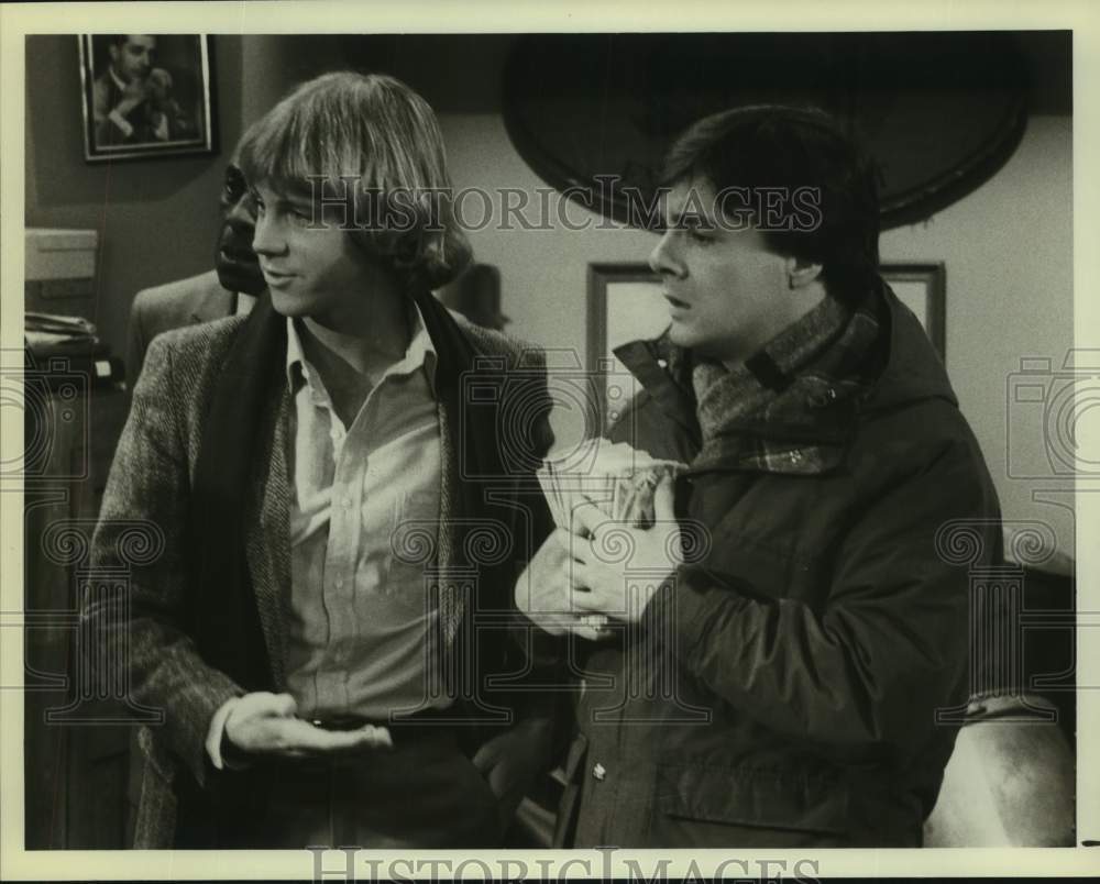 1982 Press Photo Actors Nathan Lane and Dana Carvey on &quot;One of the Boys&quot; NBC-TV- Historic Images