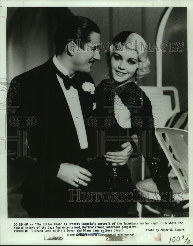 1984 Press Photo Actors Richard Gere and Diane Lane in &quot;The Cotton Club&quot; movie- Historic Images