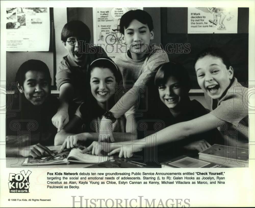 1998 Press Photo The cast of Check Yourself, on Fox Kids Network. - sap07023- Historic Images