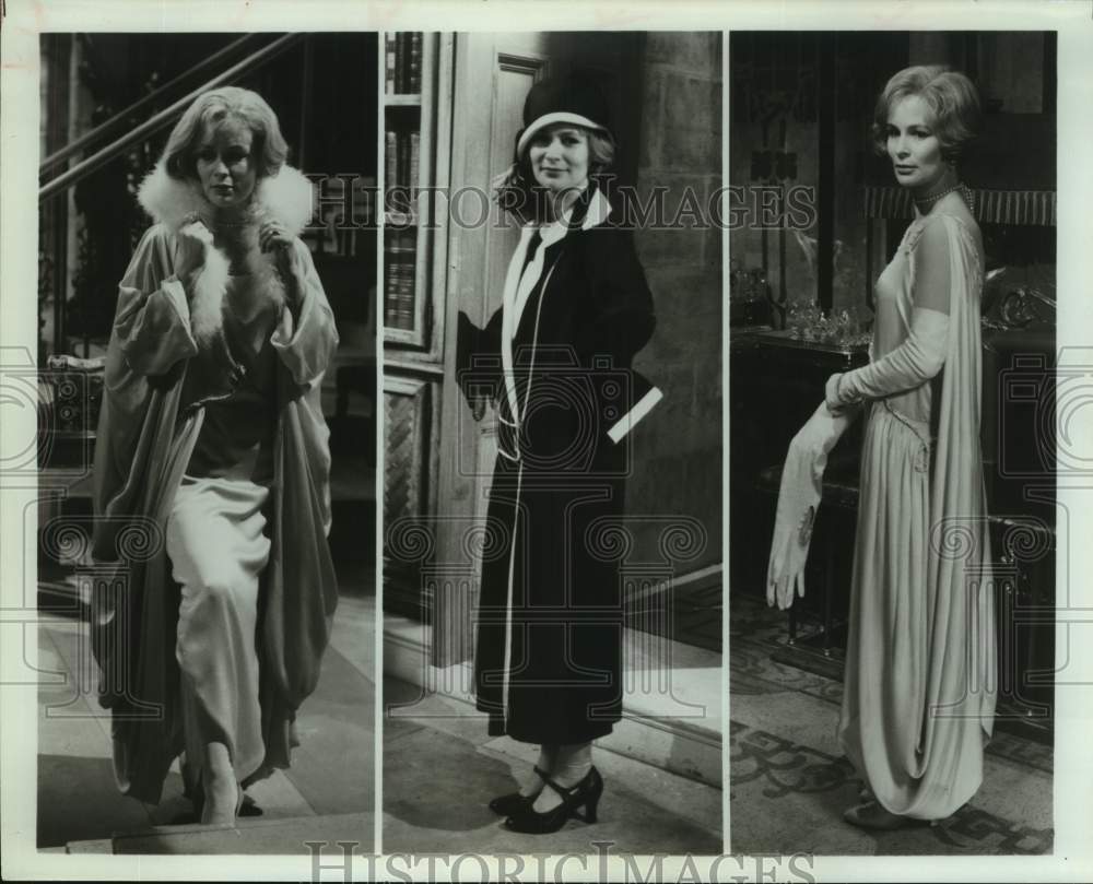 1983 Press Photo Actress Ciaran Madden models three costumes for scenes- Historic Images