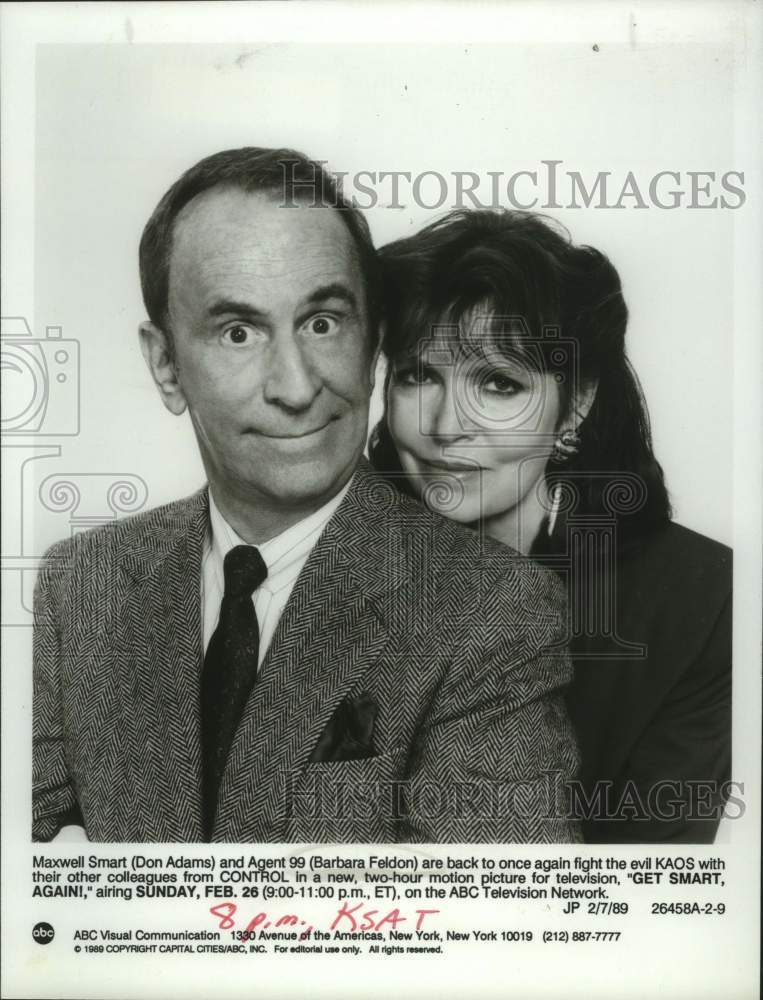 1989 Press Photo Actors Don Adams, Barbara Feldon in &quot;Get Smart, Again!&quot; on ABC- Historic Images