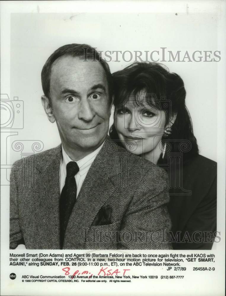1989 Press Photo Actors Don Adams, Barbara Feldon in "Get Smart, Again!" on ABC- Historic Images