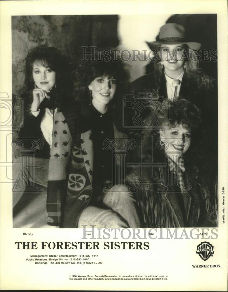 1988 Press Photo Christy, June, Kim, Kathy Forester of The Forester Sisters- Historic Images